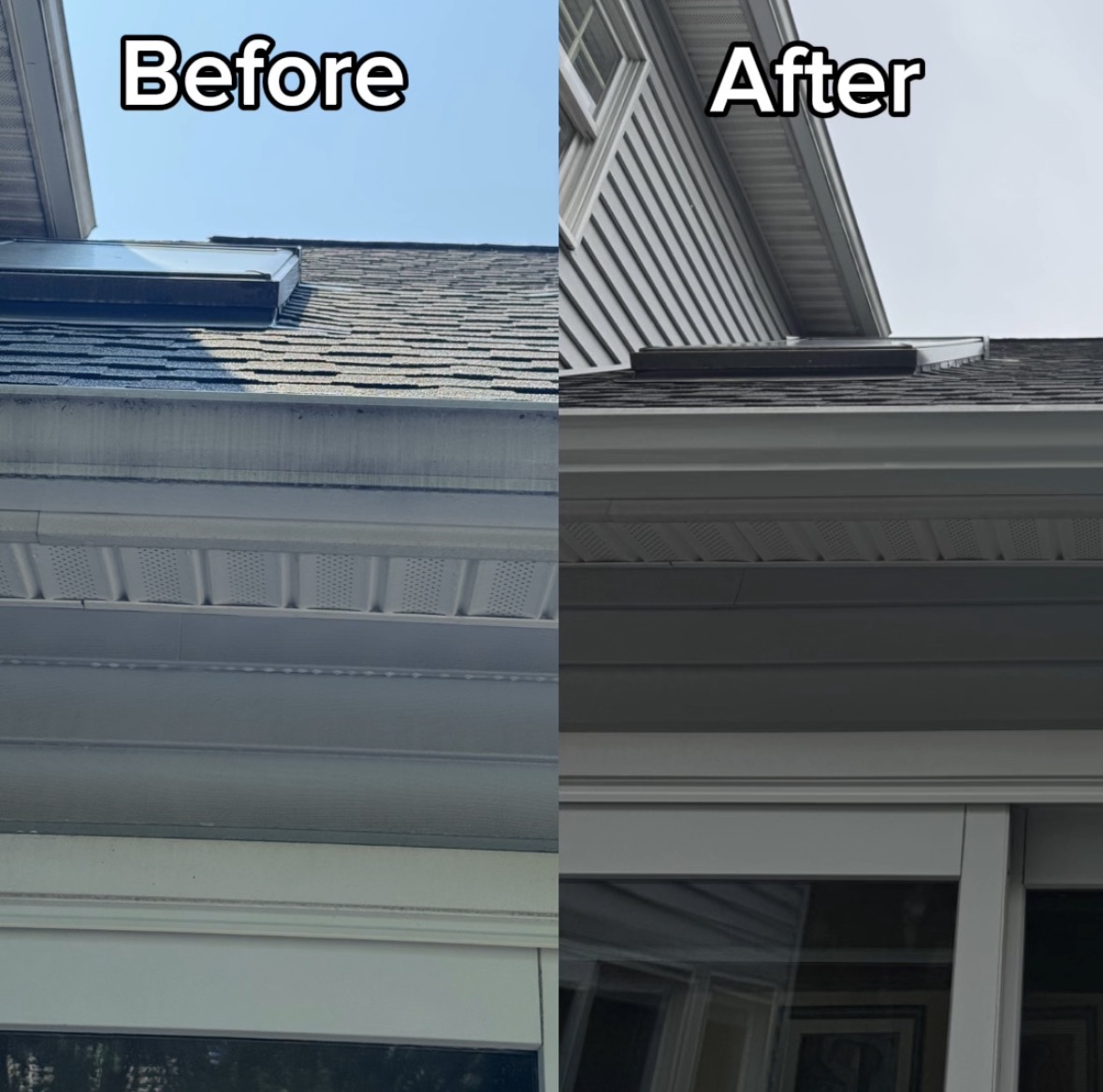 Before and after gutter brightening