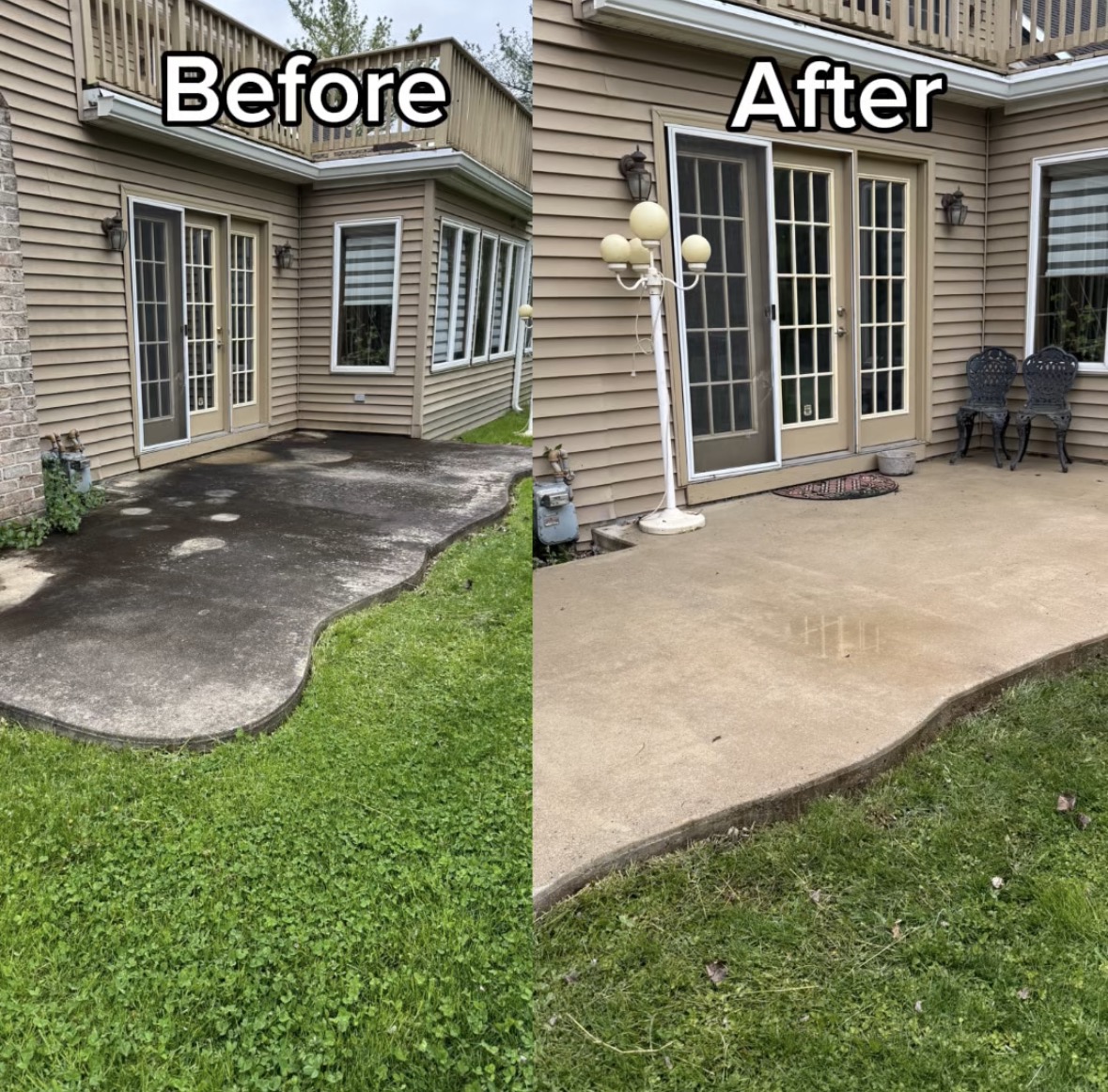 Before and after concrete cleaning
