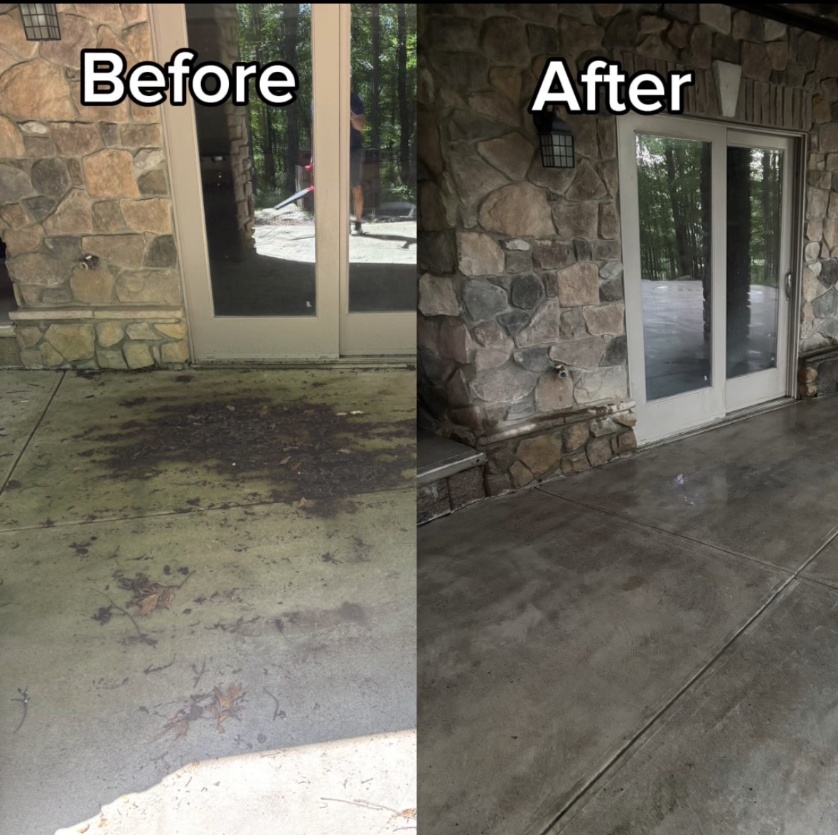 Before and after concrete cleaning