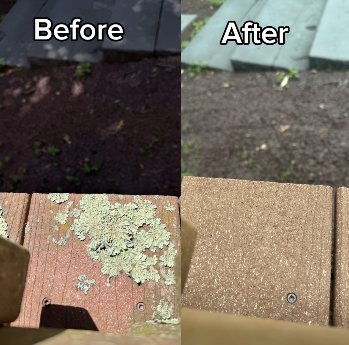 Before and after deck cleaning